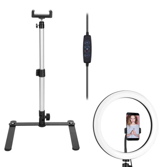 Iluminador de Led Ring Light 10 Polegadas com Suporte de Mesa