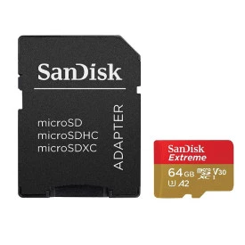 Cartão de Memória 64GB SanDisk MicroSD Extreme A2 C10 U3 V30 160MB/s