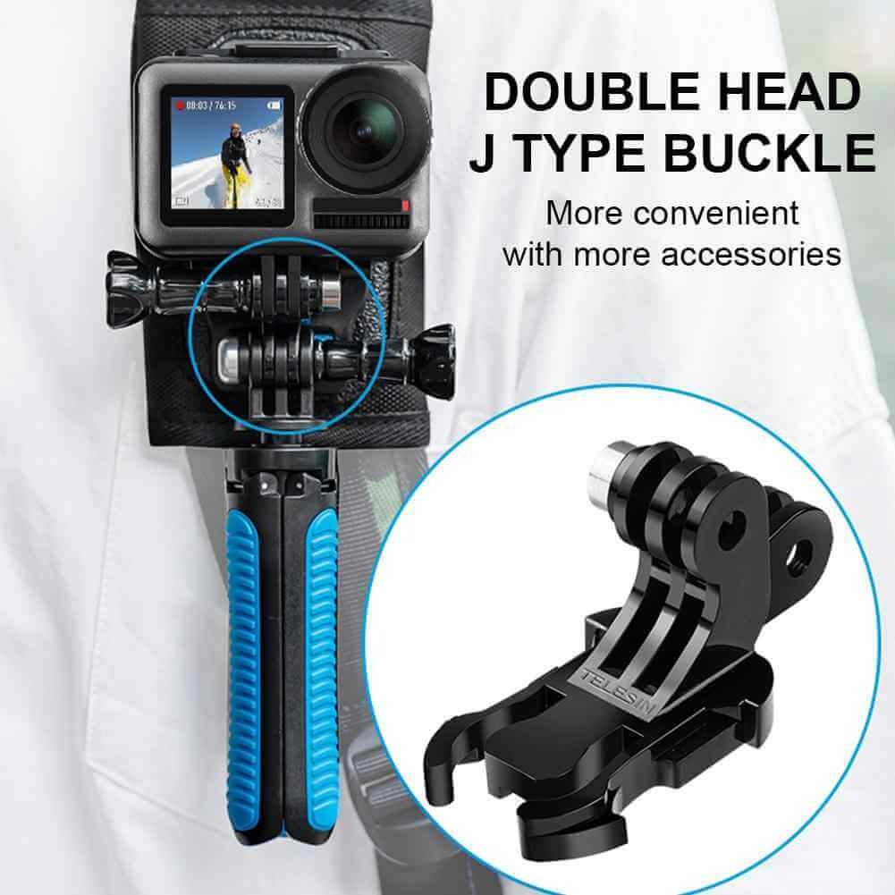 Suporte Adaptador J-Hook Duplo para GoPro e Câmeras Similares - Telesin
