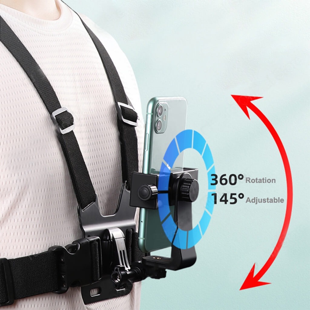 Suporte de Peito para Celular e Câmeras GoPro (2 em 1)