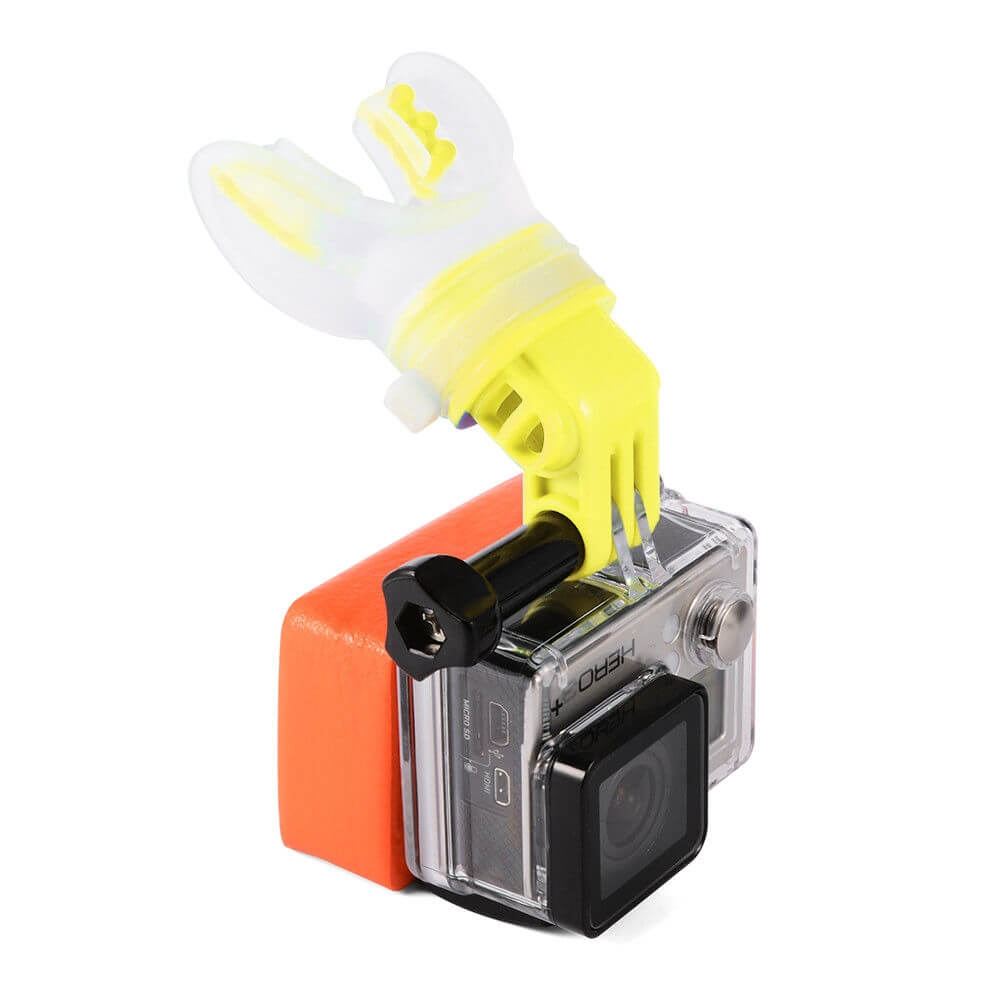 Suporte de Boca com Boia para GoPro e Câmeras Similares - Telesin Cor Amarelo