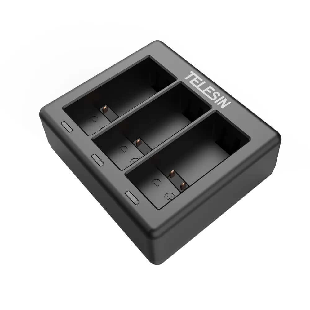 Carregador Triplo + 2 Baterias GoPro Hero 12/11/10/9 Black - Telesin