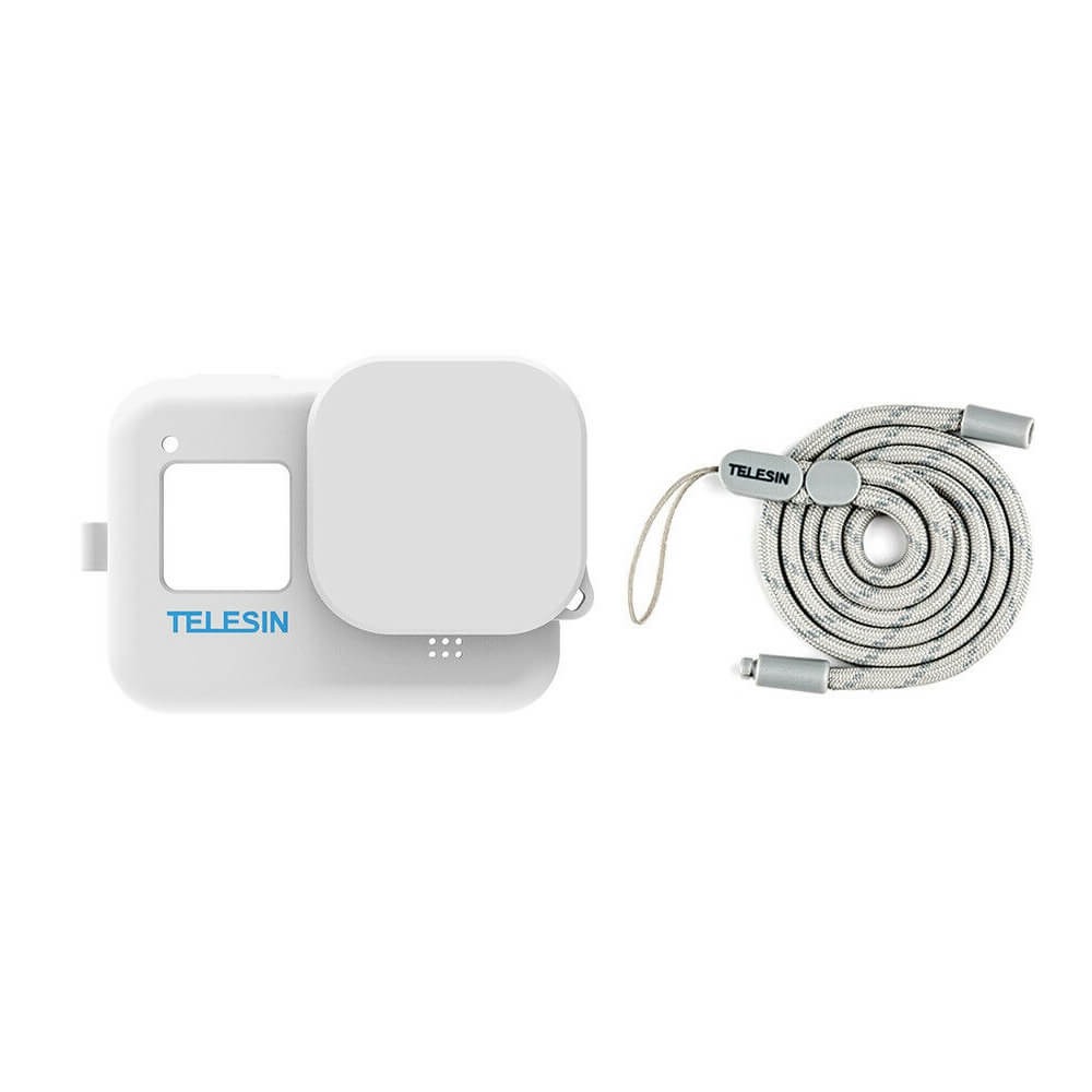 Capa de Silicone para GoPro Hero 8 Black + Cordão + Tampa - Telesin