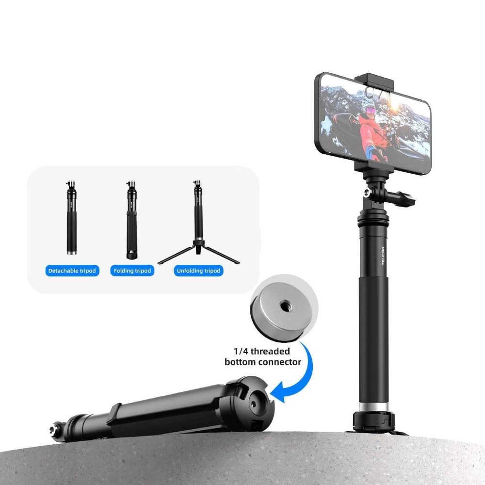 Bastão e Tripé para GoPro / Câmeras Compactas / Celular - Telesin