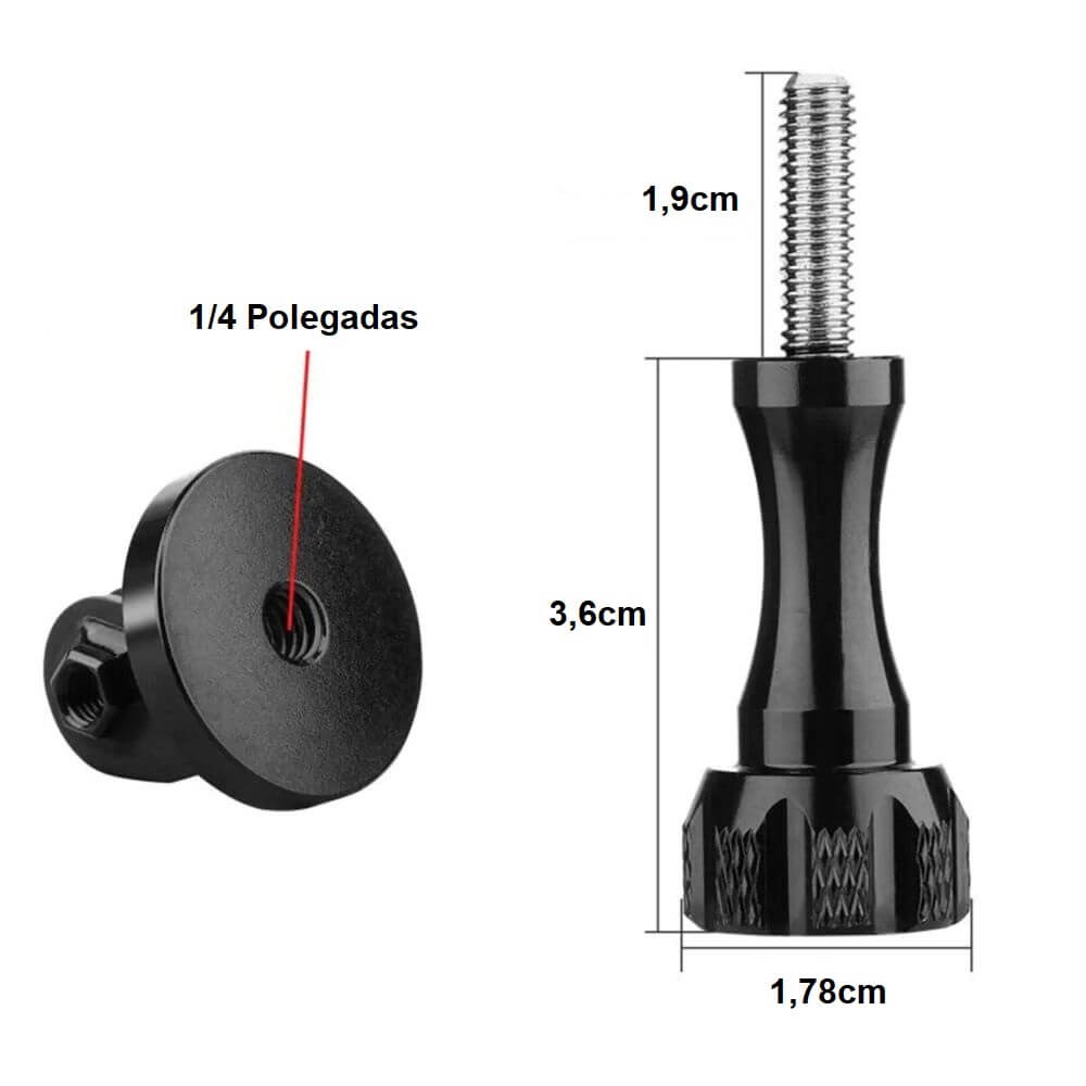 Adaptador Tripod + Parafuso Para GoPro e Câmeras Similares em Alumínio