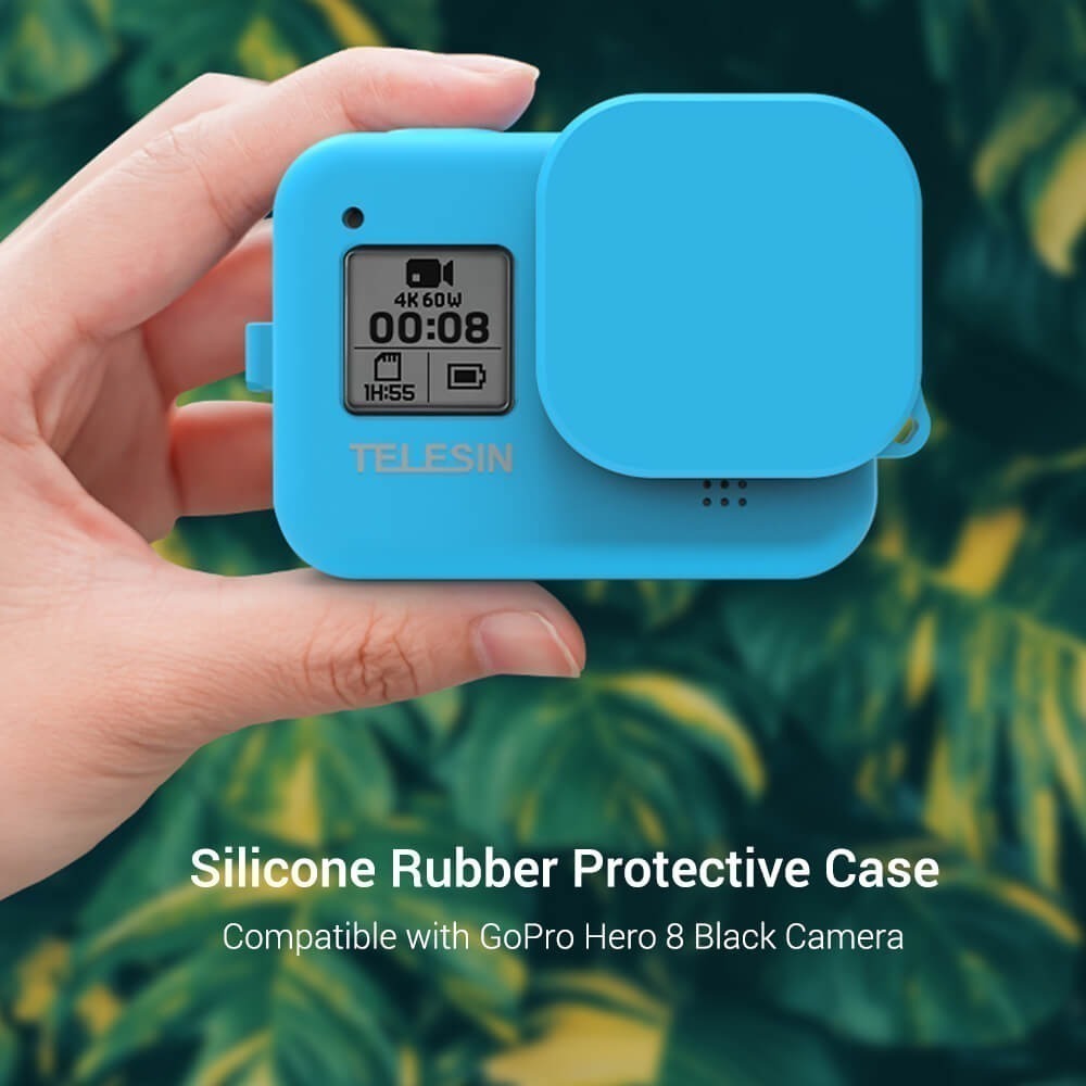 Capa de Silicone para GoPro Hero 8 Black + Cordão + Tampa - Telesin