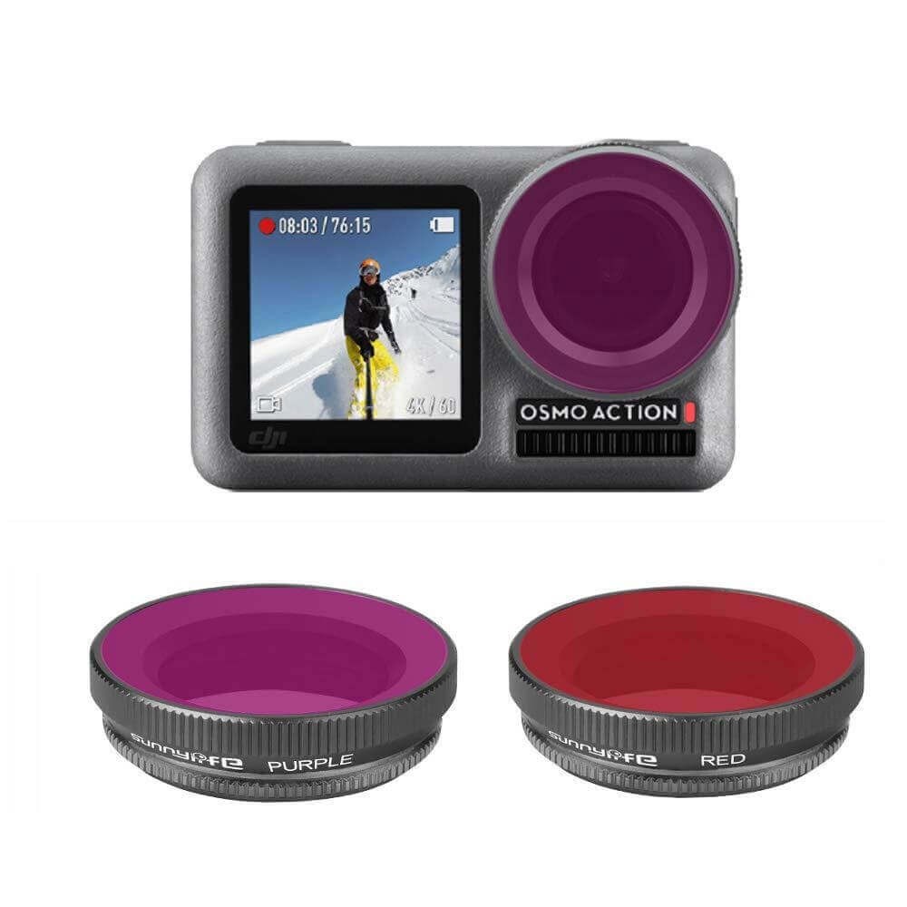 Filtros de Mergulho para DJI Osmo Action (1ª Versão) - Sunnylife (Vermelho + Magenta)