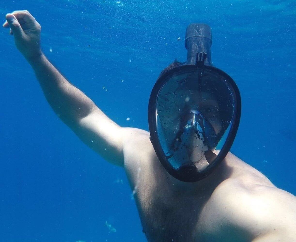 Máscara Mergulho Livre Snorkeling Full Face para GoPro Tamanho S/M