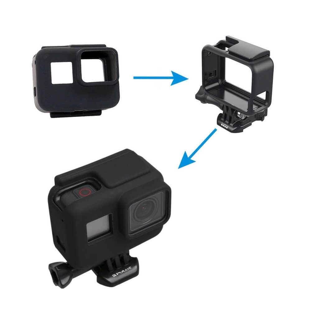 Capa Case Silicone GoPro Hero 7 6 5 Black Uso Com Frame de Montagem