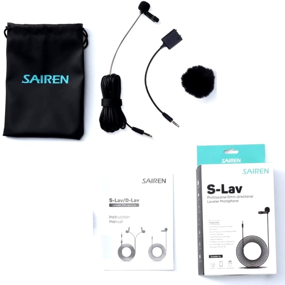 Microfone de Lapela para GoPro / Câmeras DSLR / Celular - Sairen S-Lav