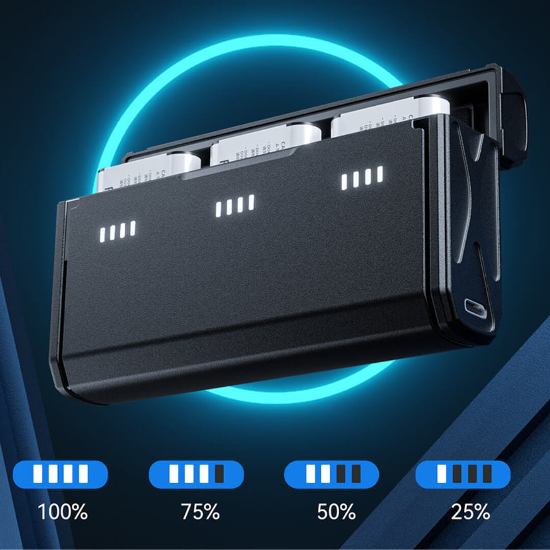 Carregador Triplo para Baterias Sony NP-BX1 - Telesin Carregador Triplo para Baterias Sony NP-BX1 - Telesin