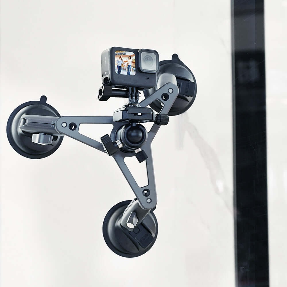 Suporte Ventosa Tripla para GoPro e Câmeras Similares - Telesin