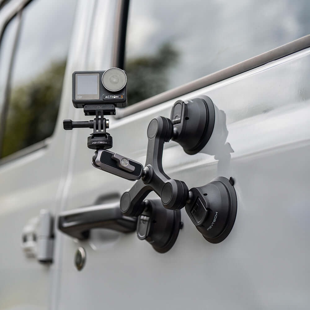 Suporte Ventosa Tripla para GoPro com Sistema Engate Rápido - Pgytech CapLock