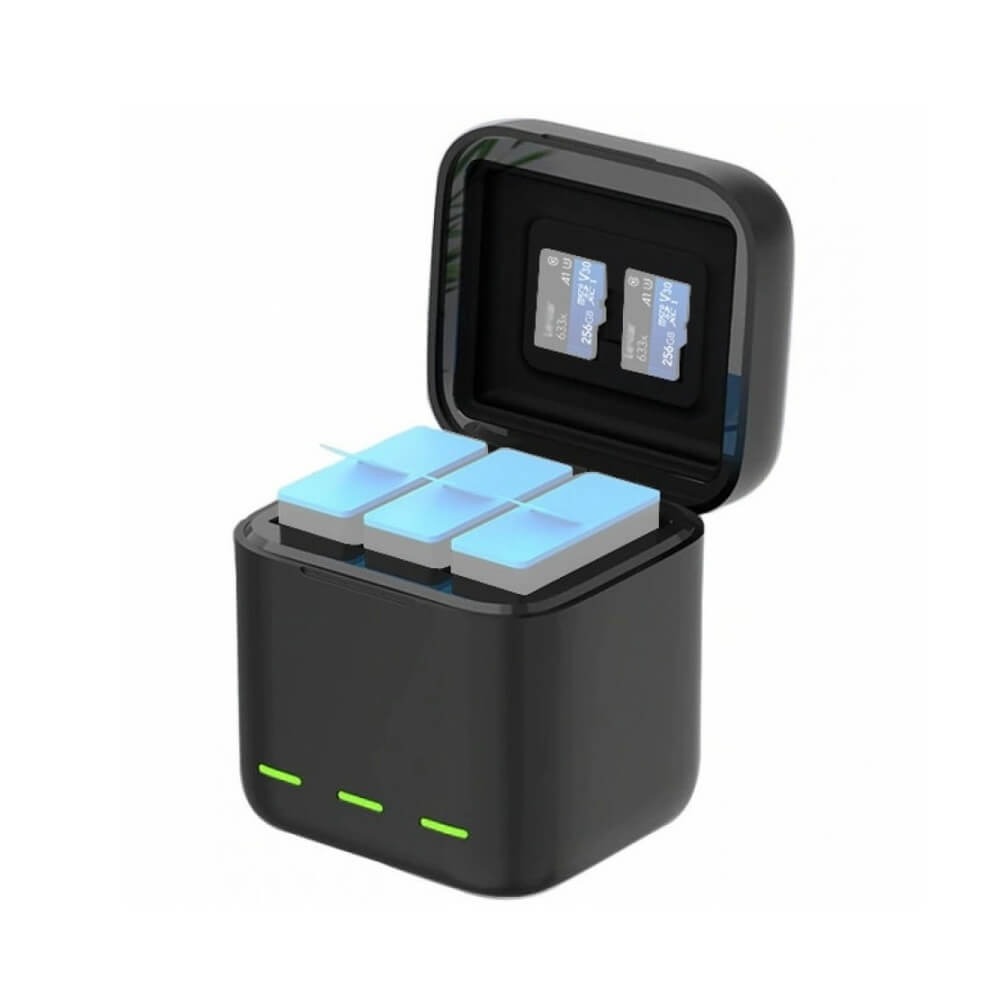Carregador Triplo com 2 Baterias GoPro Hero 12/11/10/9 Black - Telesin