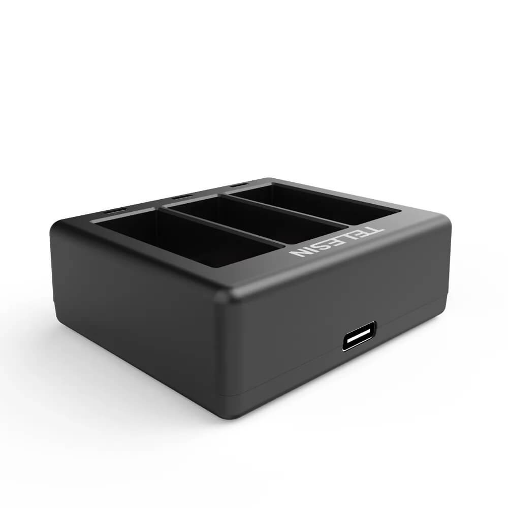 Carregador Triplo para GoPro Hero 12 / 11 / 10 / 9 Black - Telesin