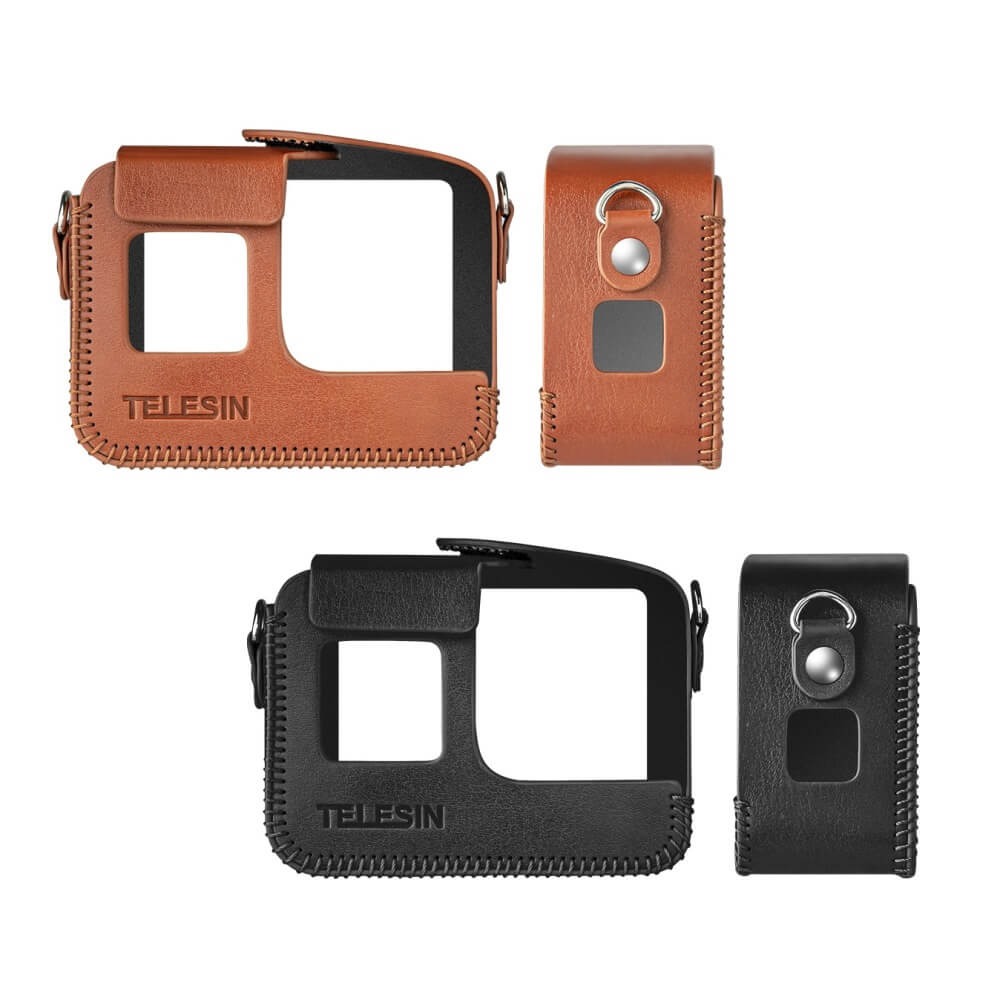Case GoPro Hero 8 Black em Couro Sintético com Cordão Pescoço Telesin