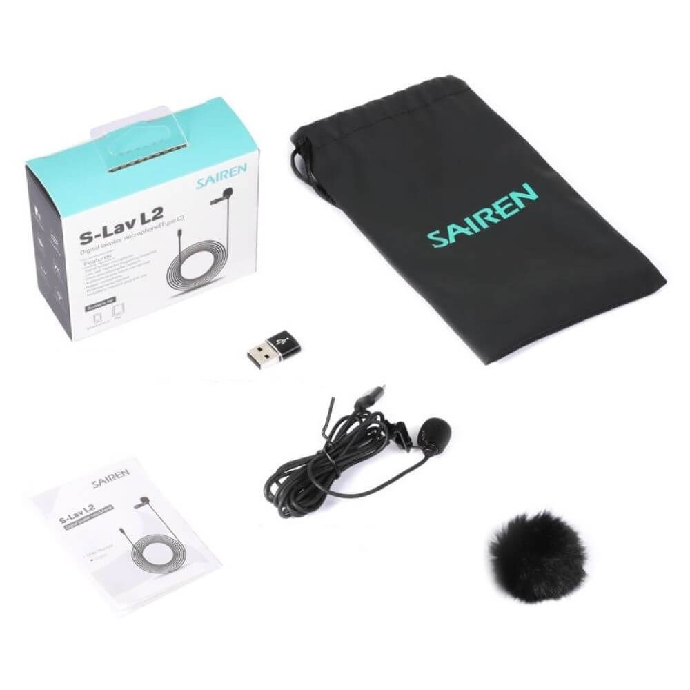 Microfone de Lapela para Celular e Tablet com Entrada USB-C - Sairen S-Lav L2