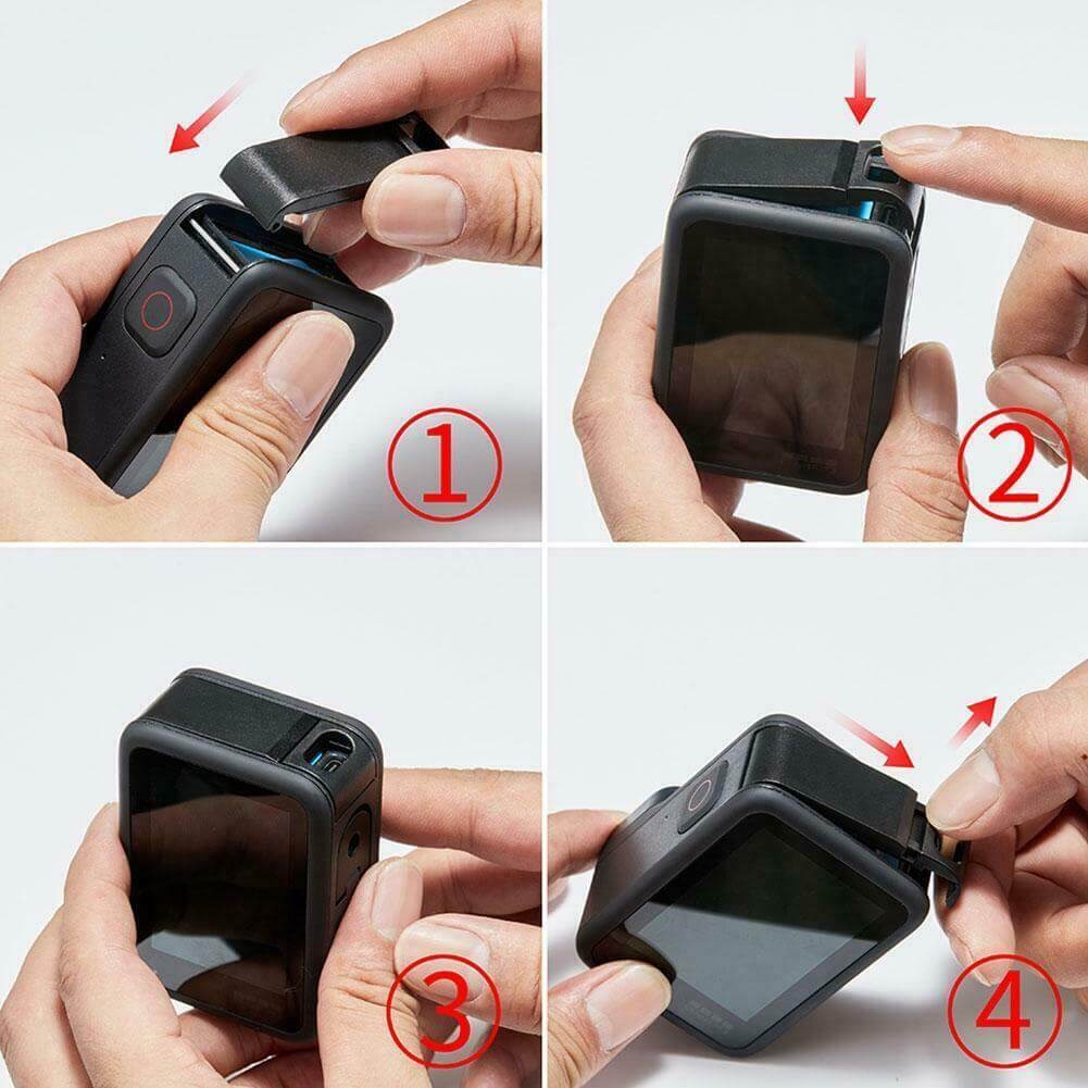 Porta Lateral para GoPro Hero 13 / 12 / 11 / 10 / 9 Black com Abertura para Carregamento