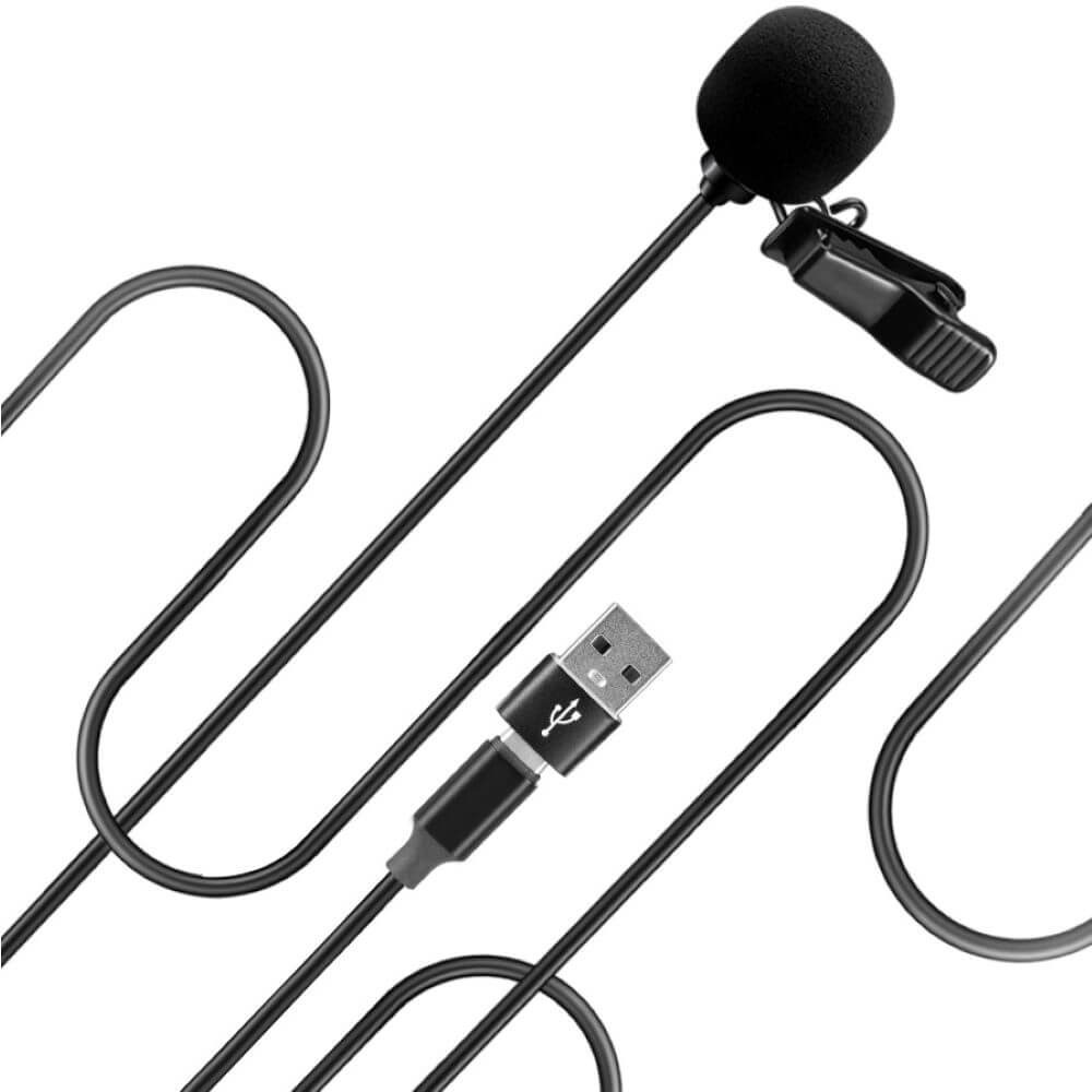 Microfone de Lapela para Celular e Tablet com Entrada USB-C - Sairen S-Lav L2