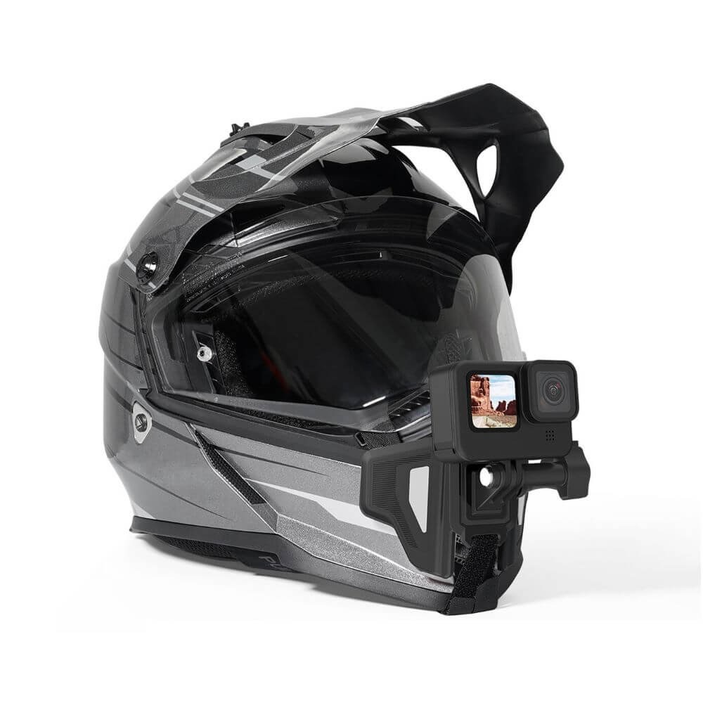 Suporte de Capacete Queixo para GoPro e Câmeras Similares - Telesin Cor Cinza