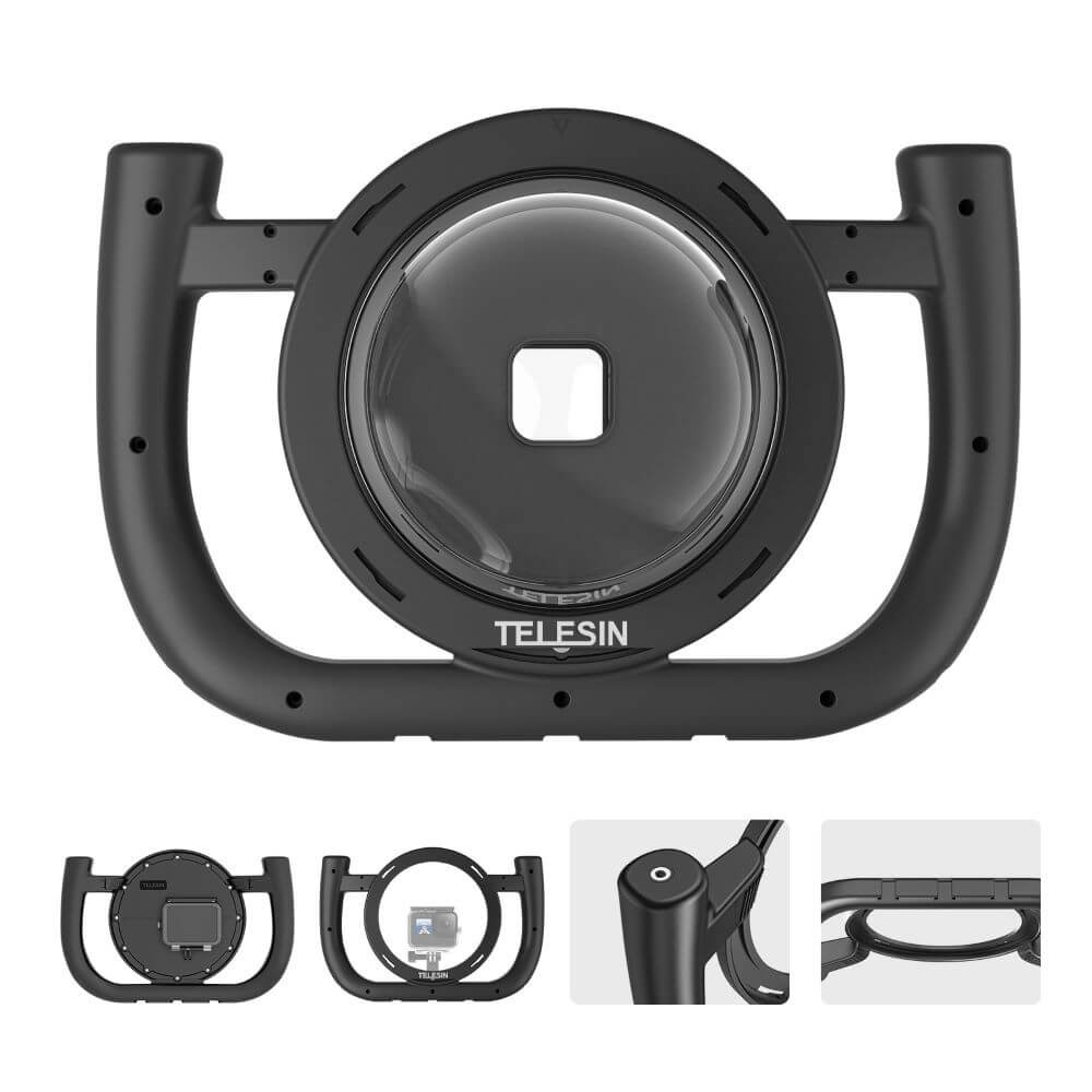 Dome para GoPro Hero 13 / 12 / 11 / 10 / 9 Black com Suporte Manual - Telesin