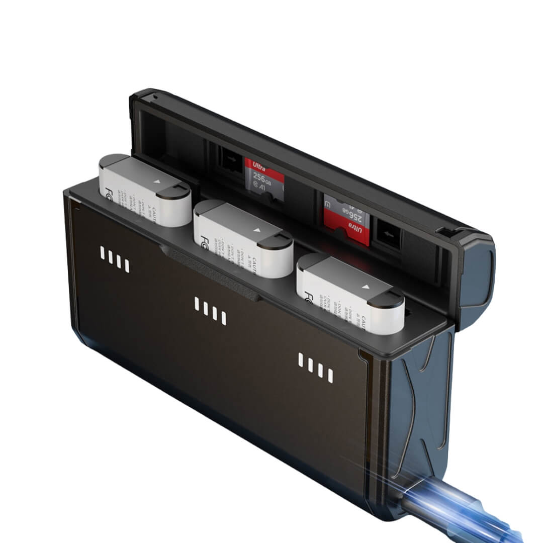 Carregador Triplo para Baterias Sony NP-BX1 - Telesin Carregador Triplo para Baterias Sony NP-BX1 - Telesin