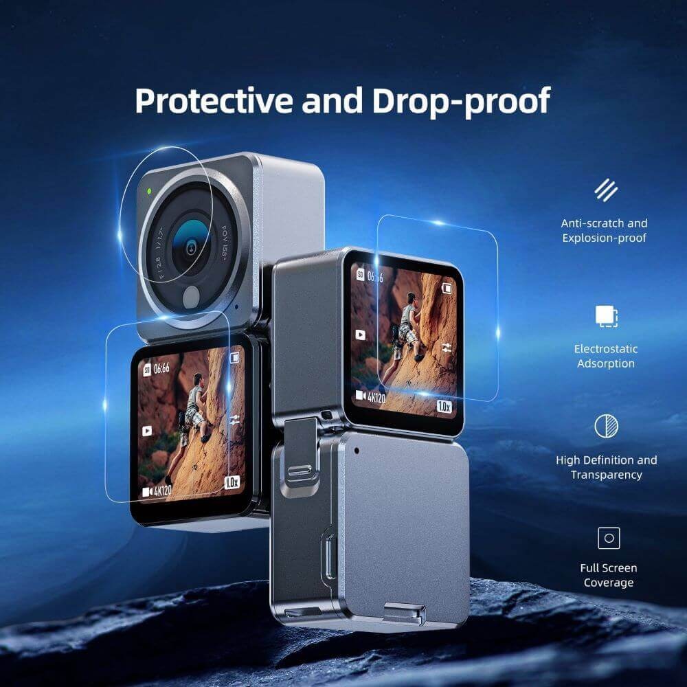 Película Vidro Temperado para DJI Action 2 (Dual-Screen Combo) - Telesin