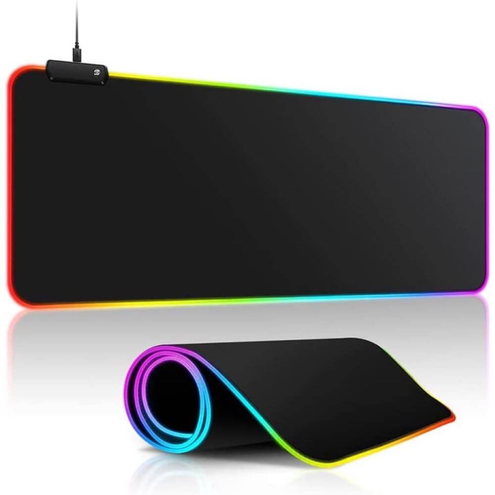 Mousepad Gamer com Borda Led RGB Tamanho Extra Grande (30 x 80cm)
