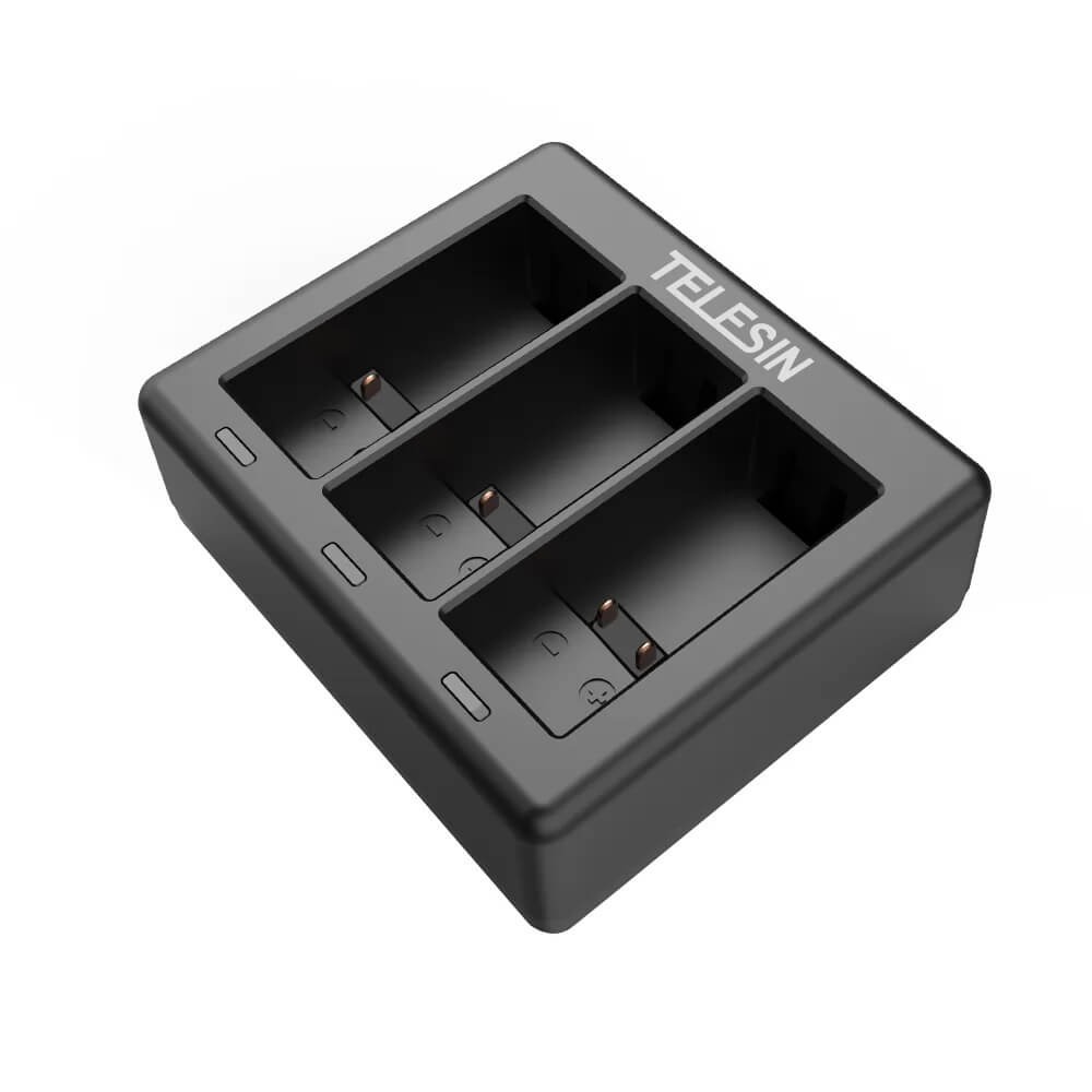 Carregador Triplo para GoPro Hero 12 / 11 / 10 / 9 Black - Telesin