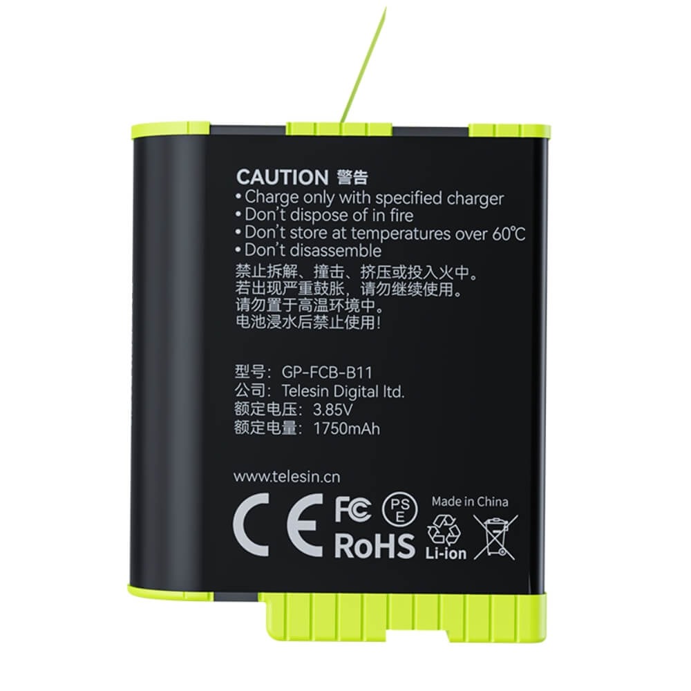 Bateria Carga Rápida para GoPro Hero 12 / 11 / 10 / 9 Black - Telesin