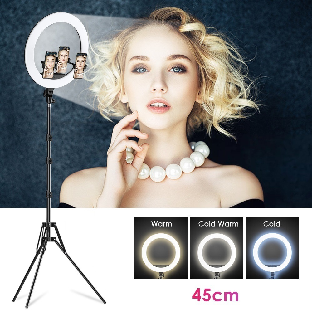 Iluminador Circular de Led Ring Light 45cm com Tripé de 2m - Apexel