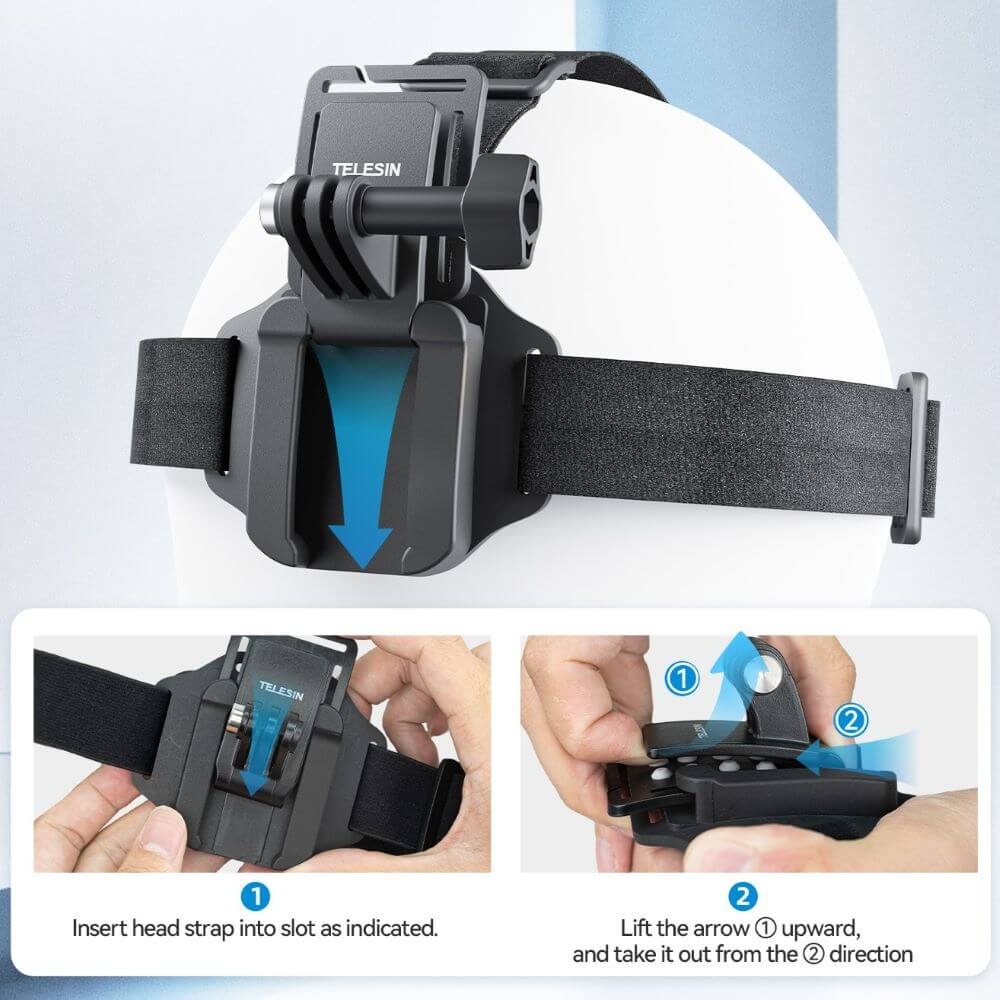 Suporte de Cabeça + Clip de Boné para GoPro - Telesin