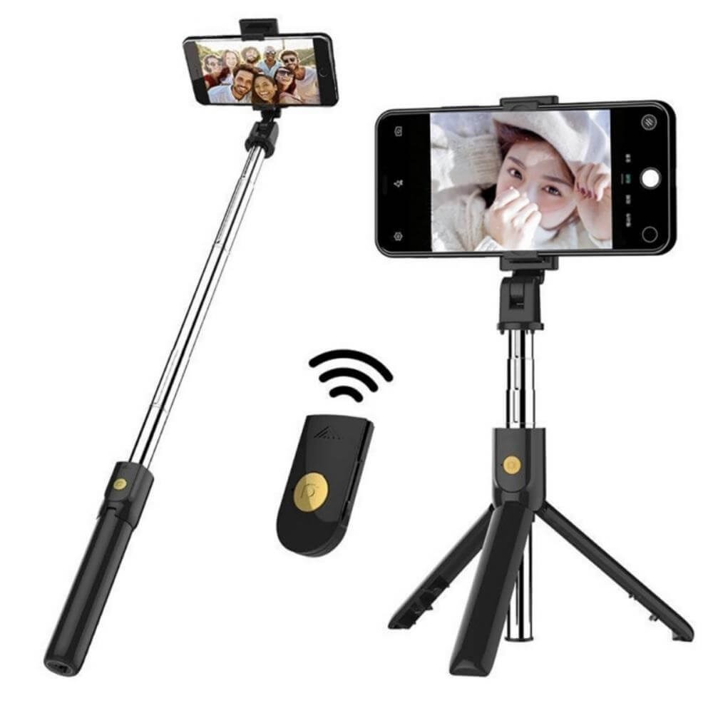 Bastão de Selfie com Tripé para Celular com Controle Disparador