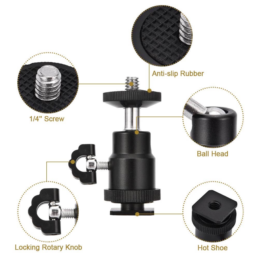 Adaptador Giratório Ball Head com Encaixe Sapata e 1/4 Polegadas