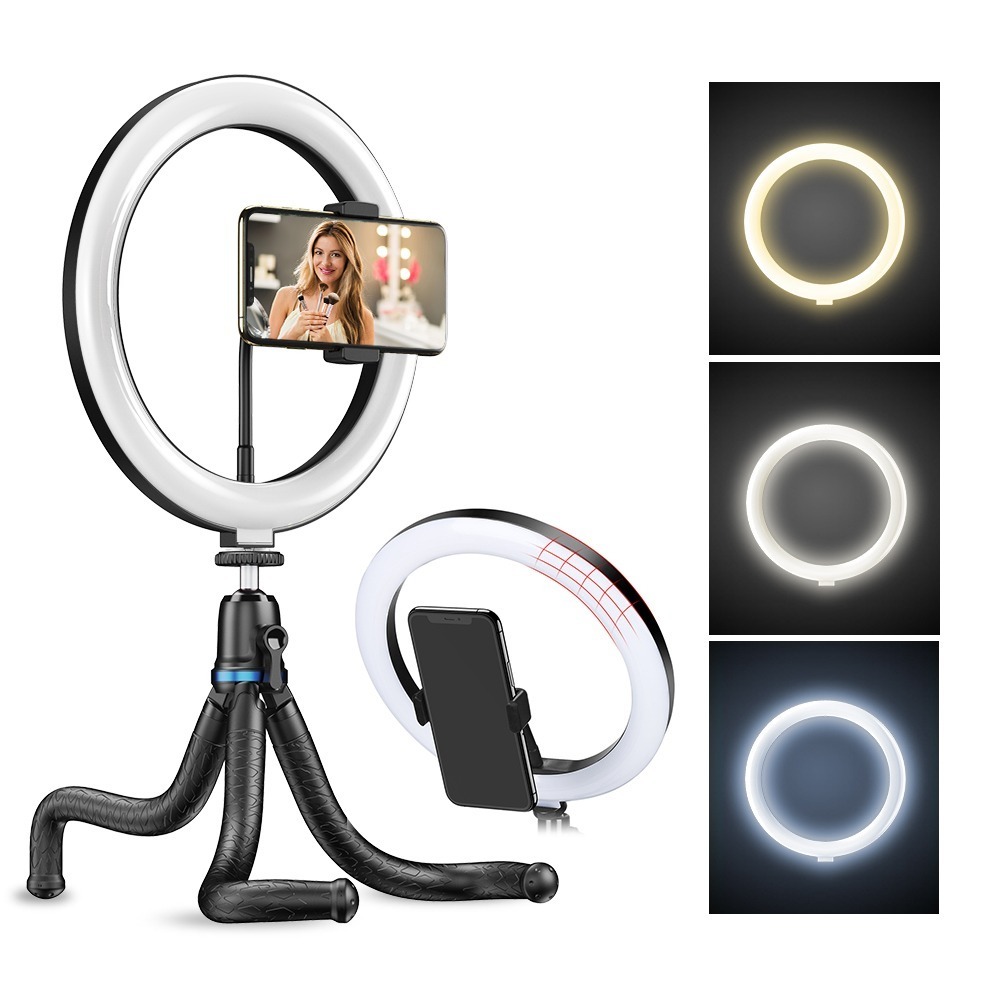 Iluminador Circular de Led Ring Light 26cm com Tripé Flexível - Apexel