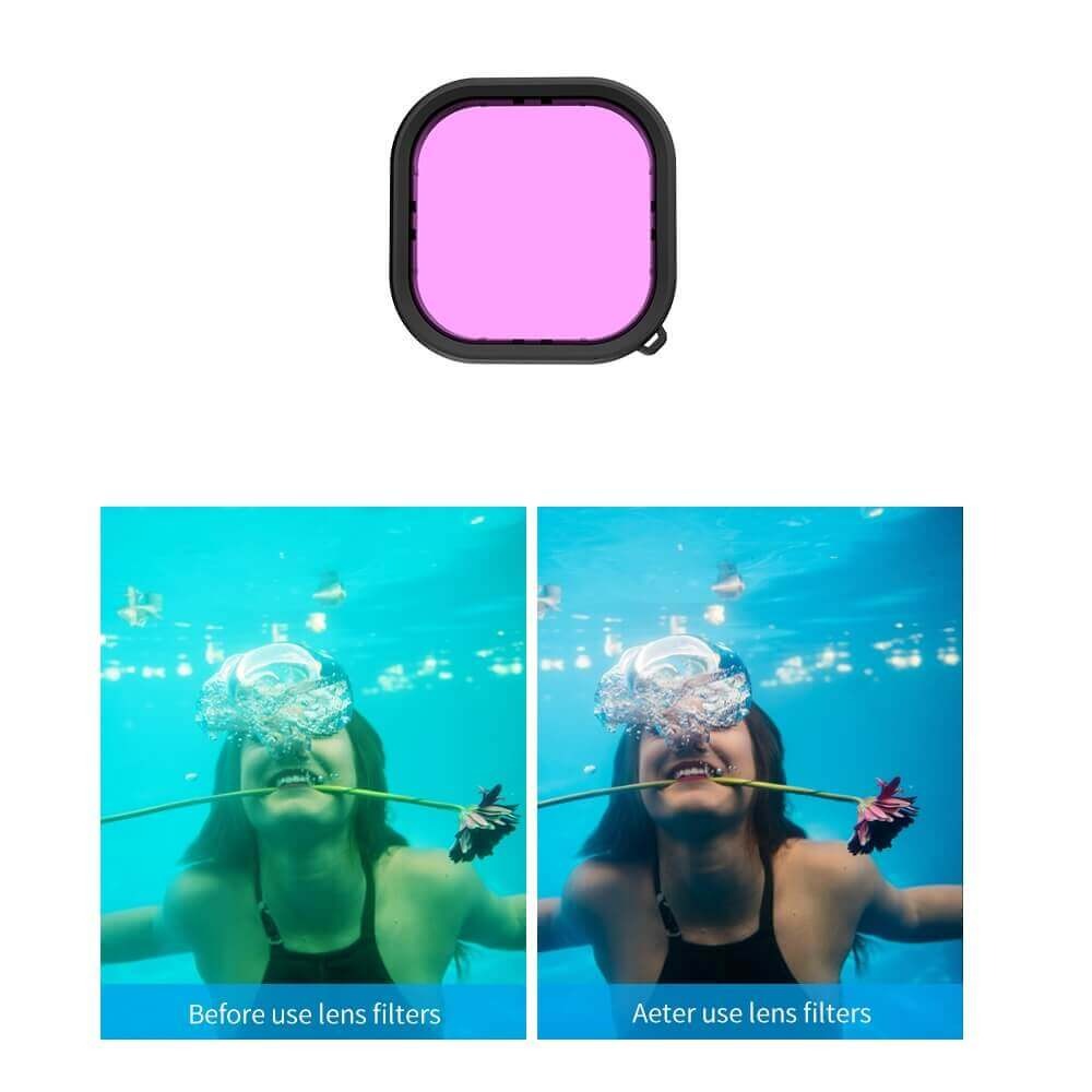 Kit Mergulho GoPro Hero 13 / 12 / 11 / 10 / 9 Black - Caixa Estanque + Filtros - Telesin