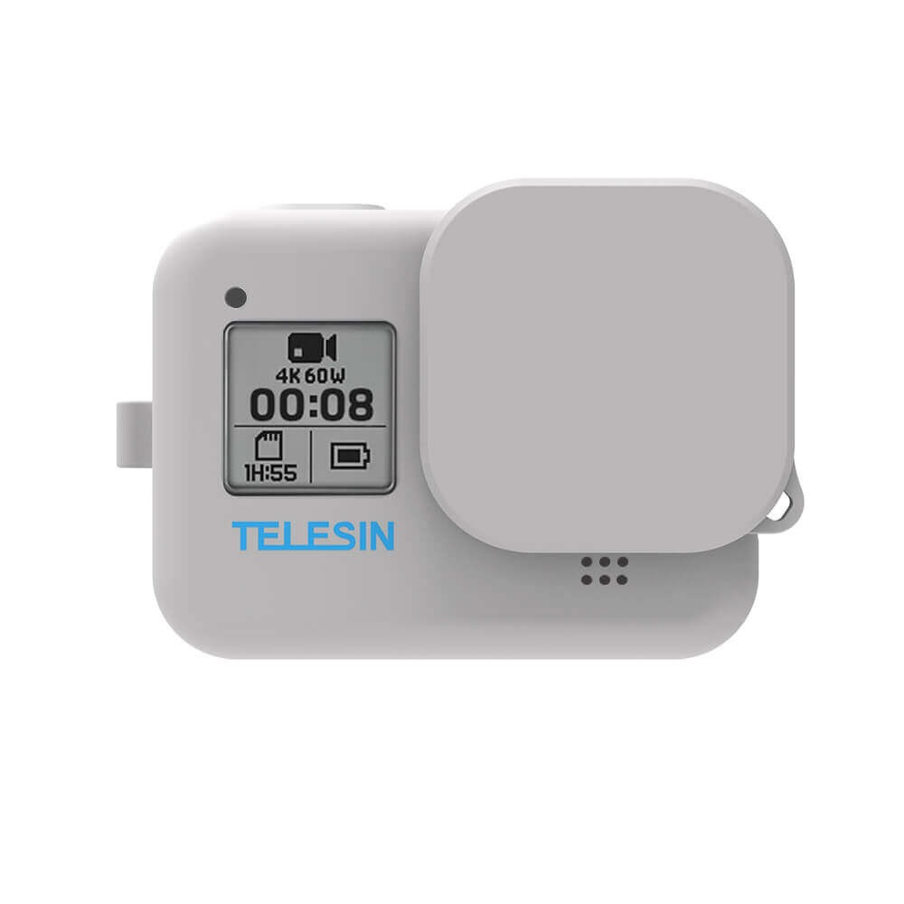 Capa de Silicone para GoPro Hero 8 Black + Cordão + Tampa - Telesin