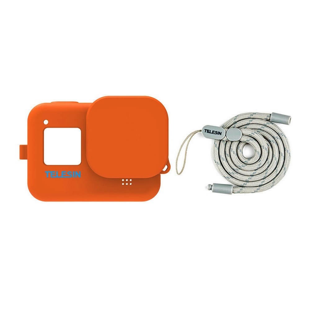 Capa de Silicone para GoPro Hero 8 Black + Cordão + Tampa - Telesin