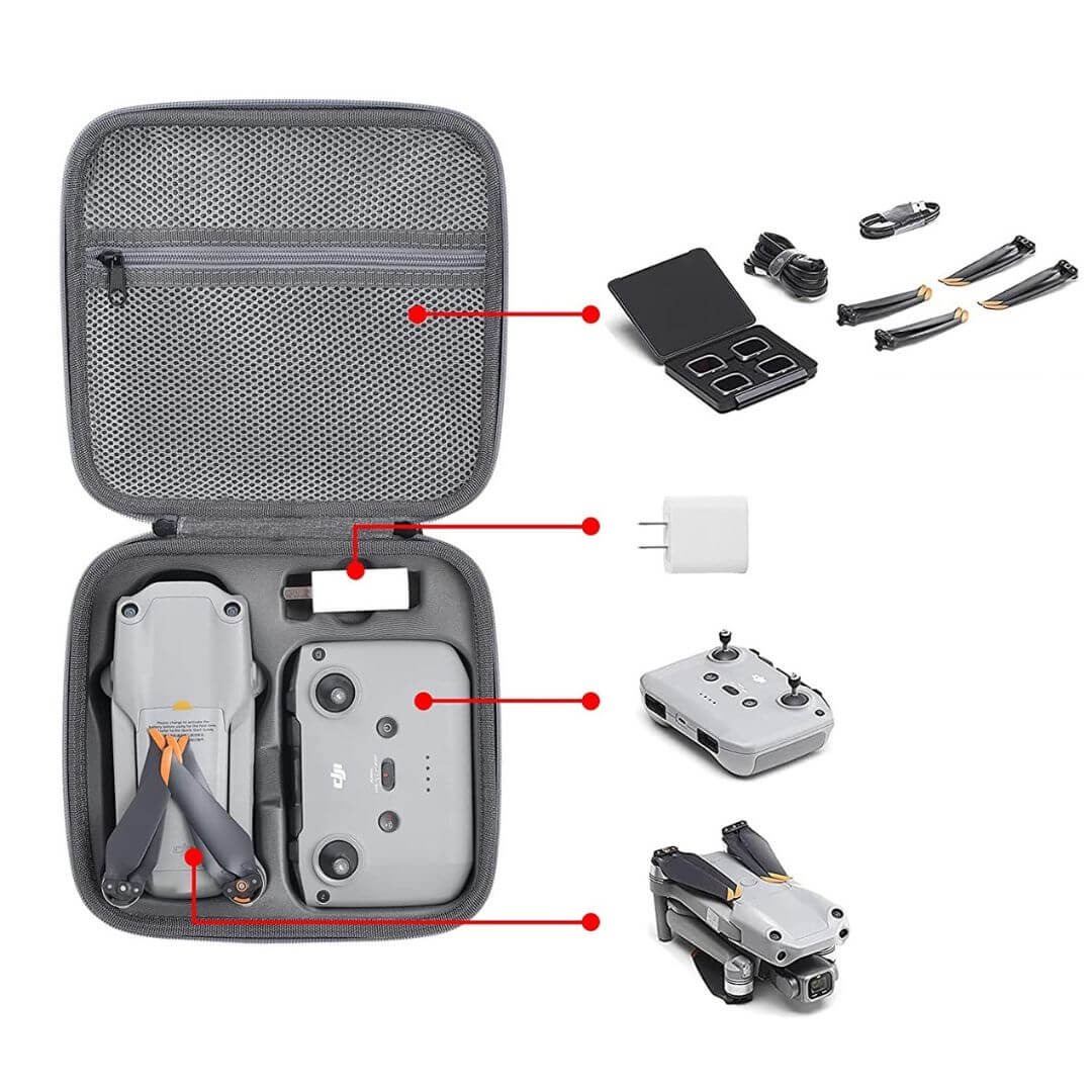 Mini Case para Drone DJI Mavic Air 2 / 2S e Controle - Cor Cinza