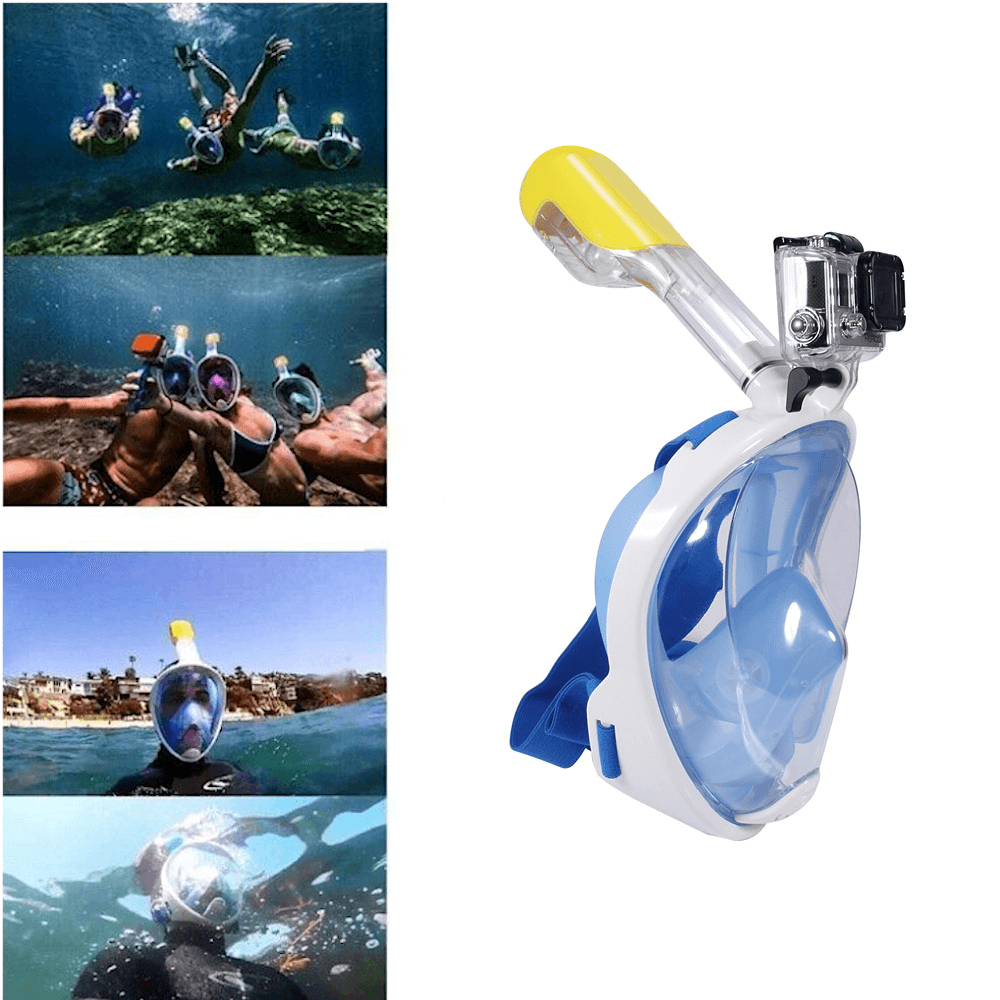 Máscara Mergulho Livre Snorkeling Full Face para GoPro Tamanho L/XL
