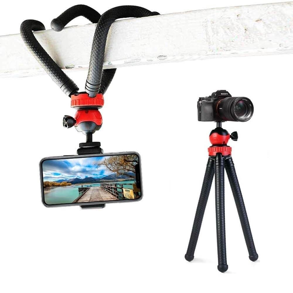 Tripé Flexível para Celular / GoPro / Câmeras DSLR + Controle Remoto Bluetooth