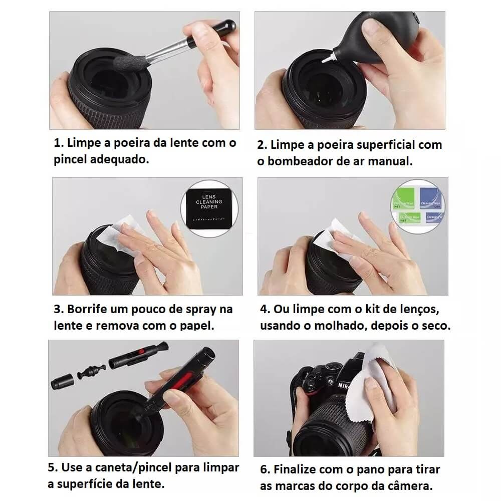 Kit Acessórios de Limpeza para Lentes / Câmeras / Celulares