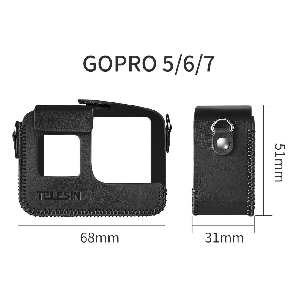 Case em Material Sintético para GoPro Hero 5 6 7 Black - Telesin Cor Preto