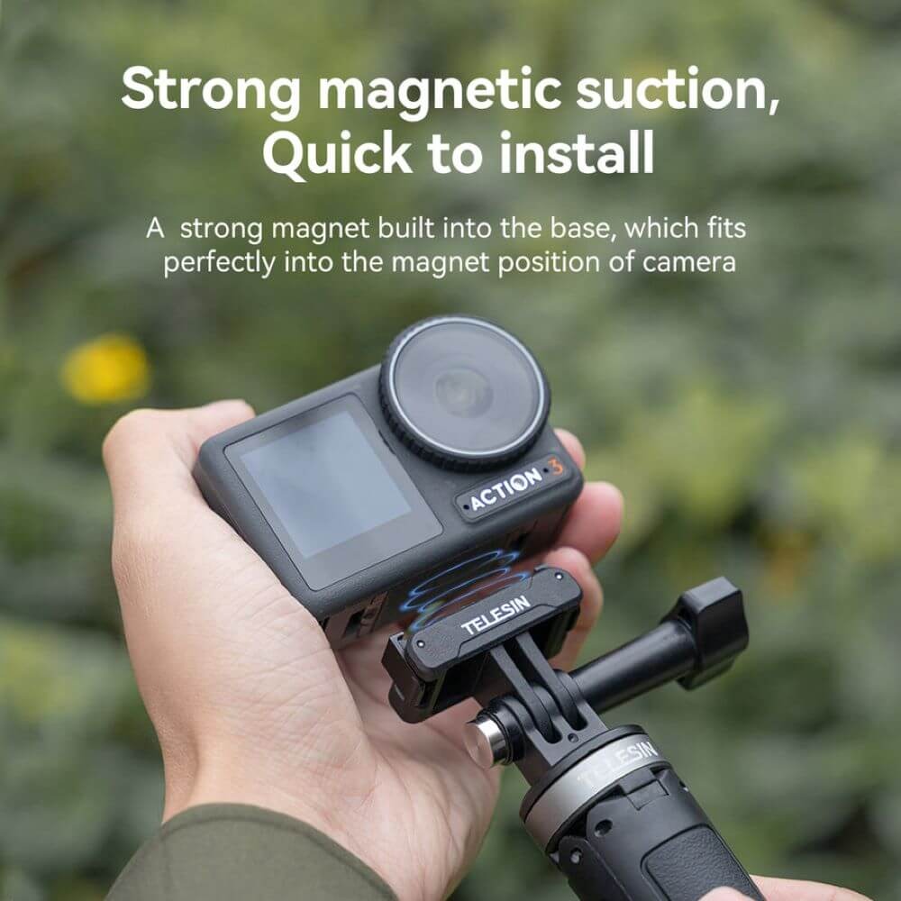 Adaptador Magnético para DJI Osmo Action 5 Pro / 3 / 4 com Encaixe em Acessórios GoPro - Telesin