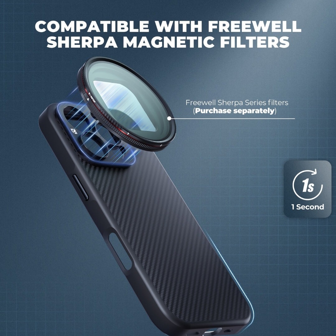 Capa Case Sherpa para Iphone 15 Pro com Encaixe de Filtros e Lentes 17mm - Freewell