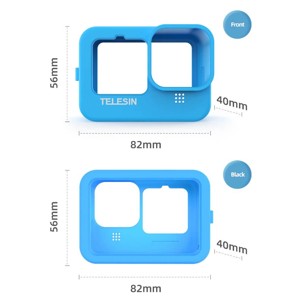 Capa de Silicone para GoPro Hero 12 / 11 / 10 / 9 Black + Cordão + Tampa - Telesin