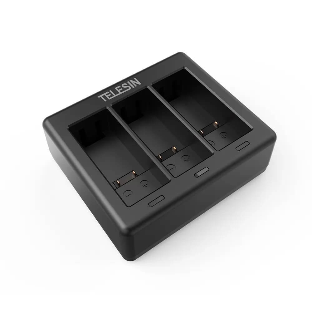 Carregador Triplo para GoPro Hero 12 / 11 / 10 / 9 Black - Telesin