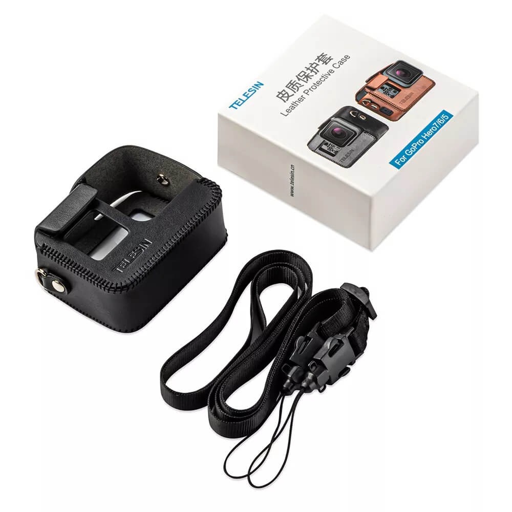 Case em Material Sintético para GoPro Hero 5 6 7 Black - Telesin Cor Preto
