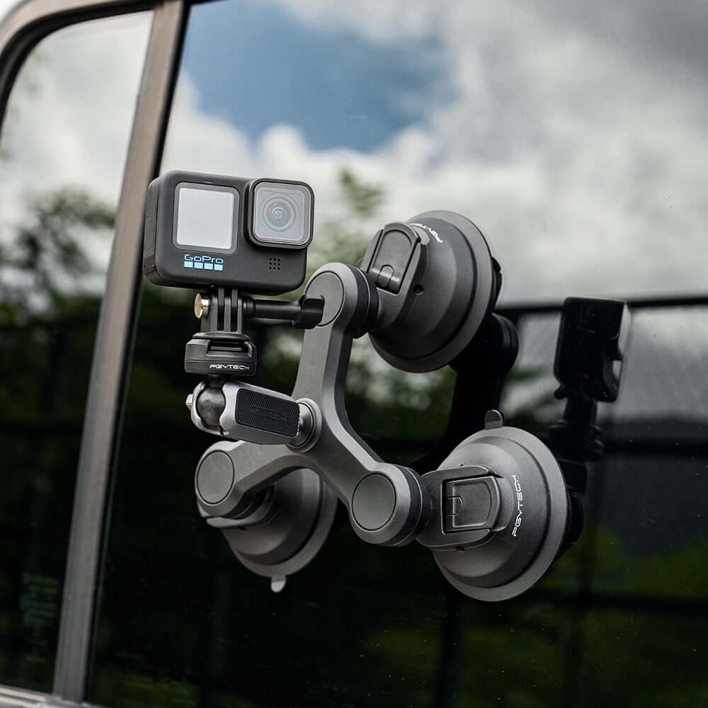 Suporte Ventosa Tripla para GoPro com Sistema Engate Rápido - Pgytech CapLock
