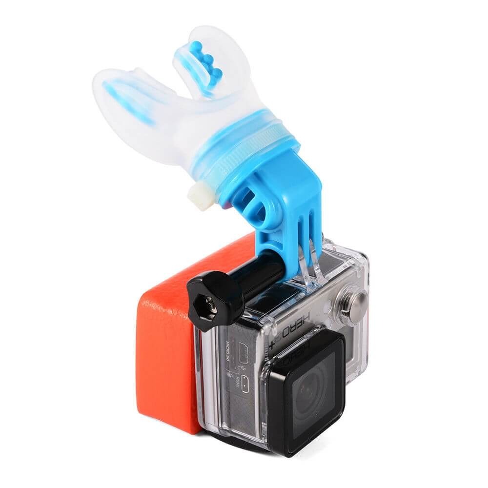 Suporte de Boca com Boia para GoPro e Câmeras Similares - Telesin Cor Azul